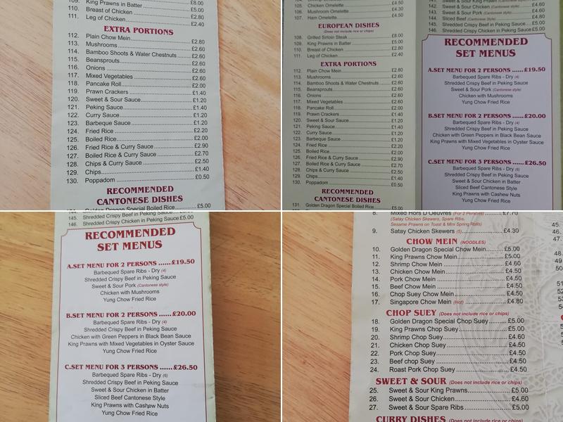 Golden Dragon Menu