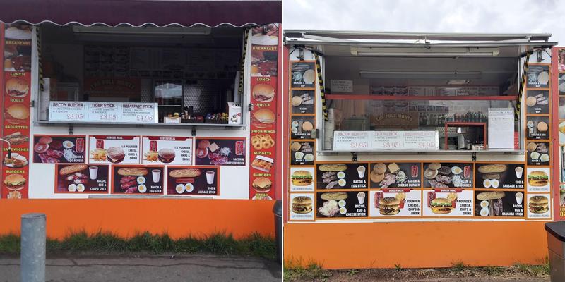 Full monty burger van Menu