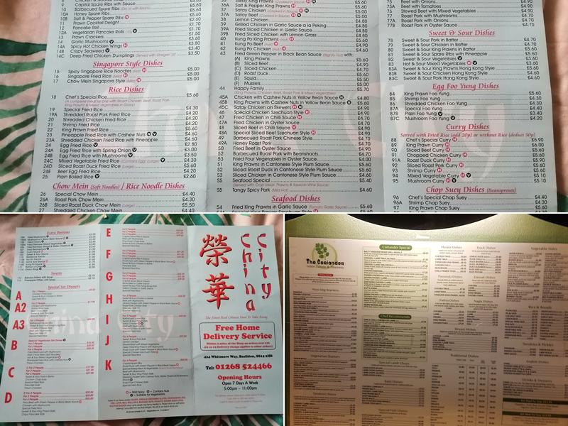 China City Chinese Basildon Menu