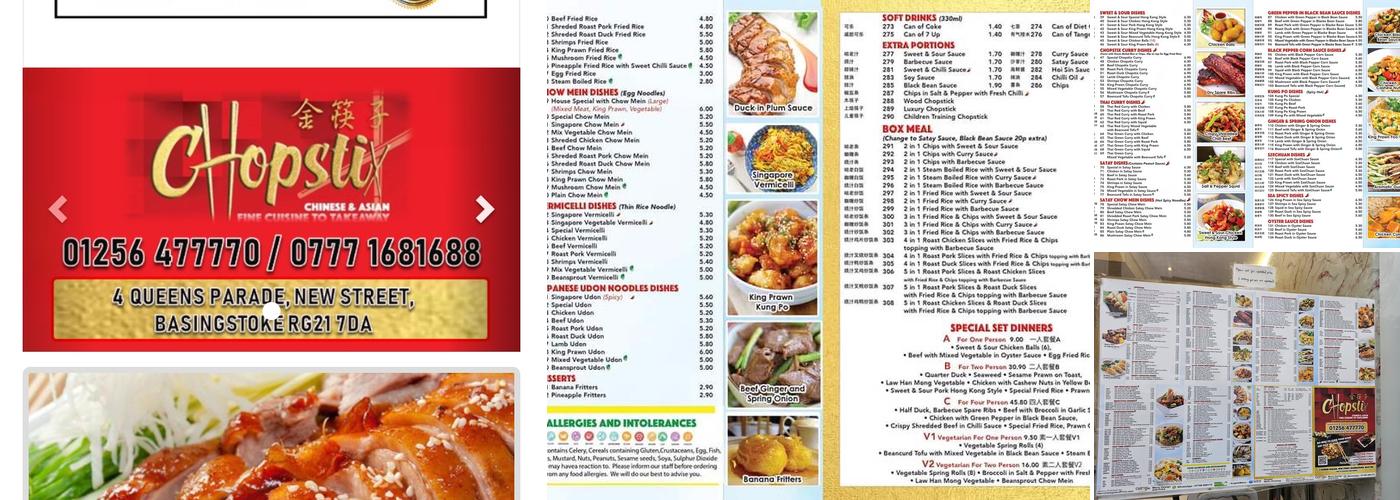 Chopstix Chinese Takeaway Menu