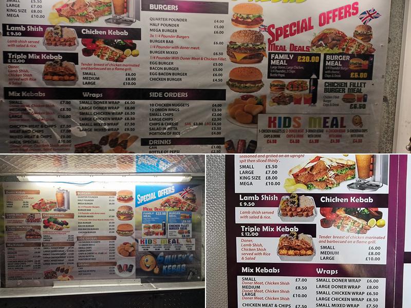 Smiley's Kebab Menu