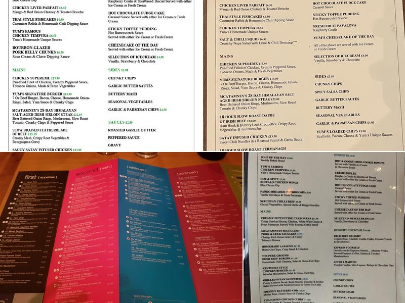 Yum Bar & Restaurant Menu