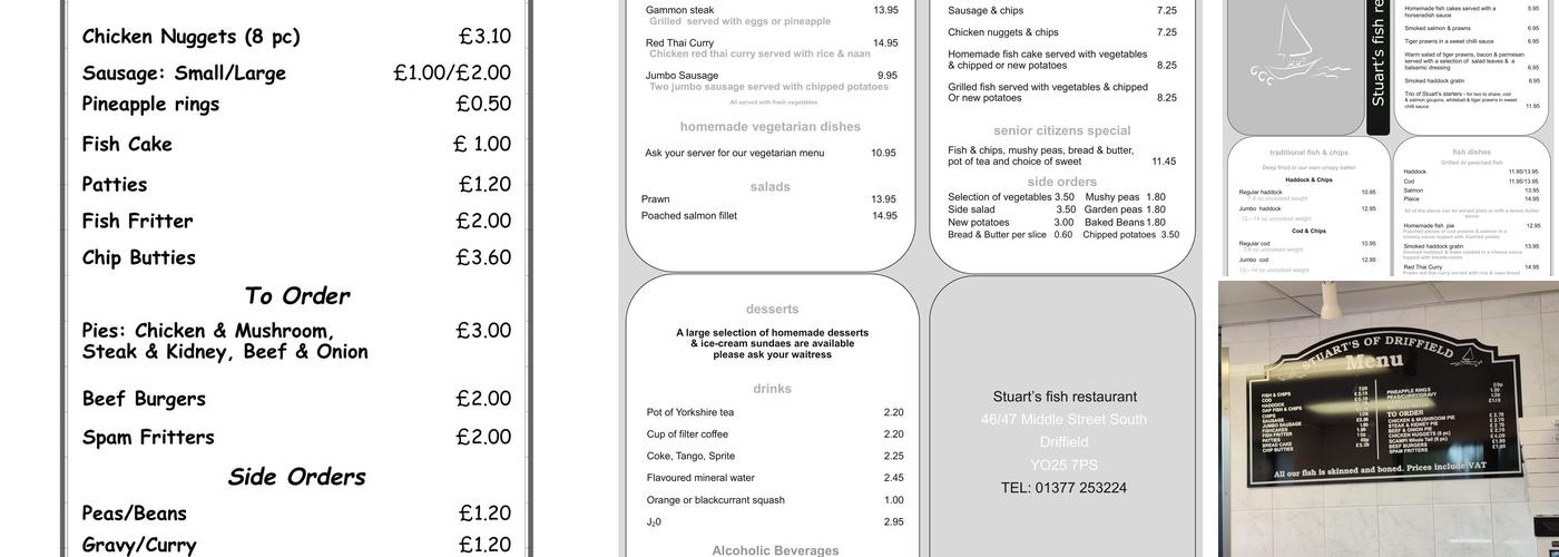 Stuarts of Driffield Menu
