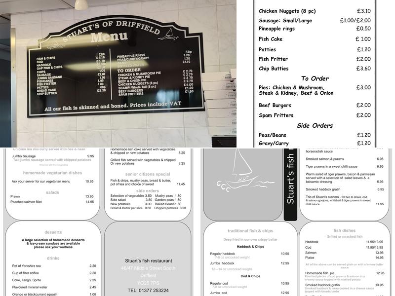 Stuarts of Driffield Menu