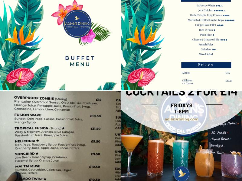 Adian's Tropical Fusion Menu