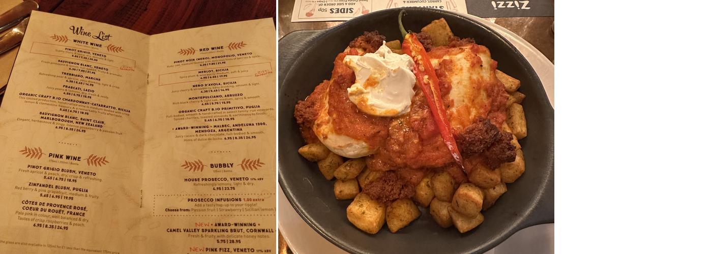 Zizzi - Birmingham Resorts World Menu