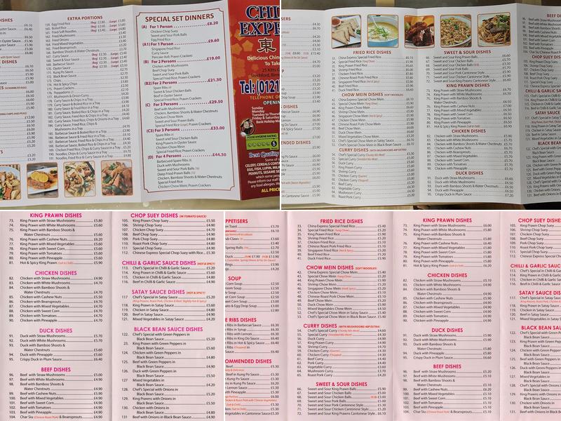 China Express Menu