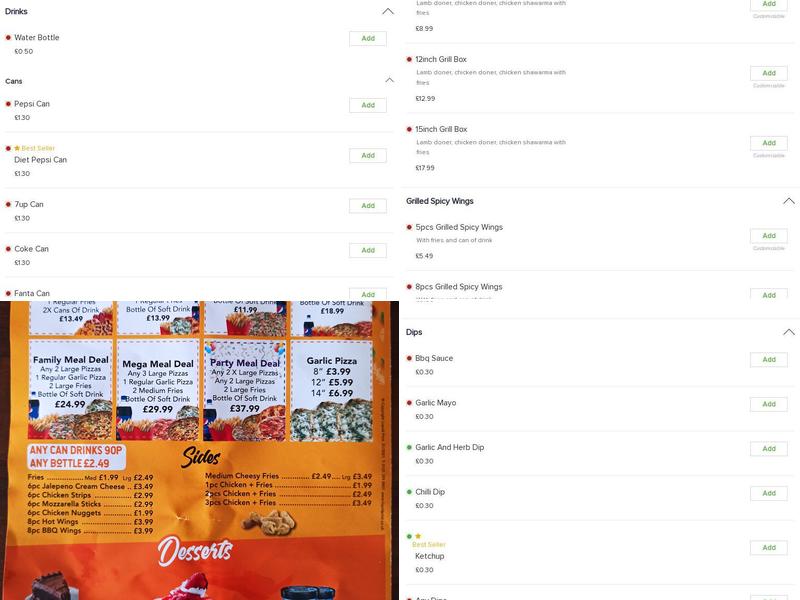 Yummy Pizza Plus Birmingham Menu