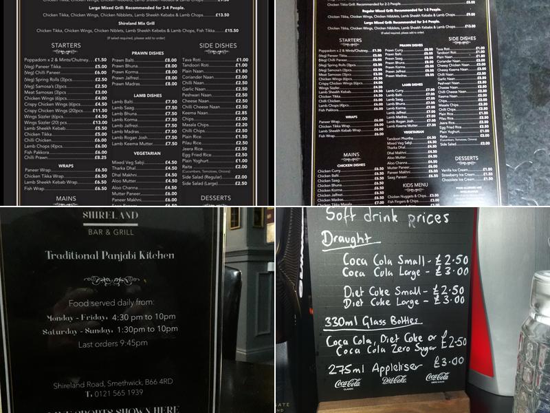 The Shireland Bar & Grill Menu