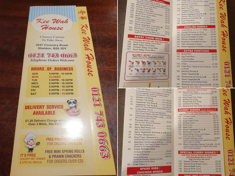 Kee Wah House Menu