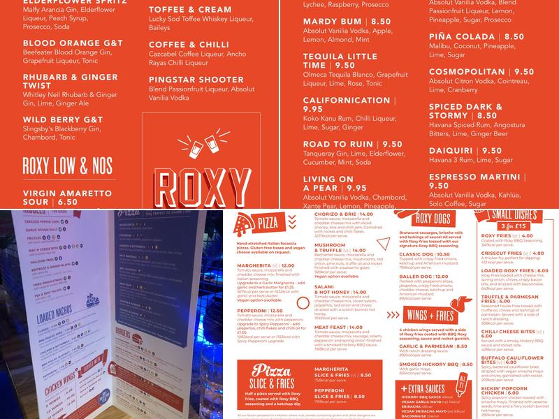 Roxy Lanes Birmingham Digbeth Menu
