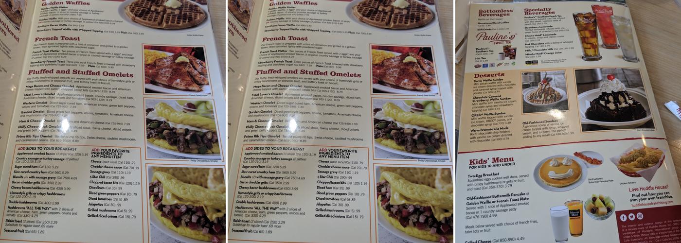 Huddle House Menu