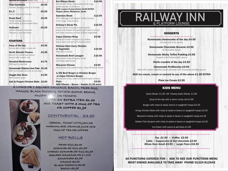 The Railway Inn Menu