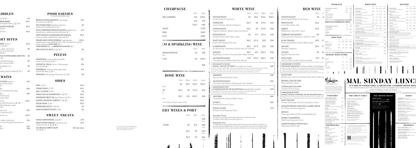 Malmaison Bar & Grill Menu
