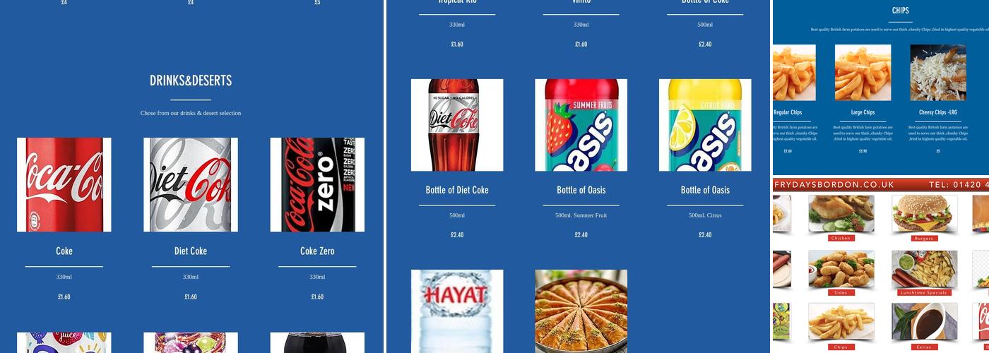 Frydays Fish & Chips Bordon Menu