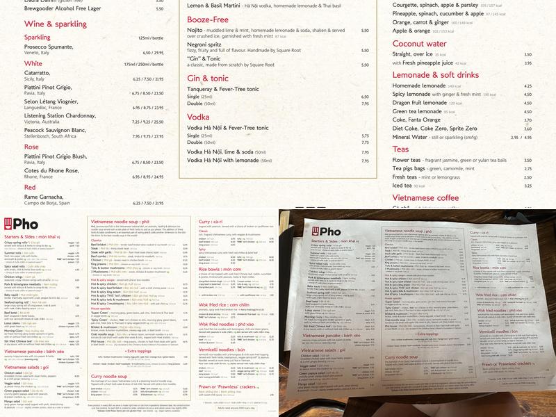 Pho Menu