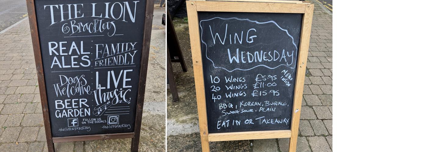 The Lion at Brackley Menu