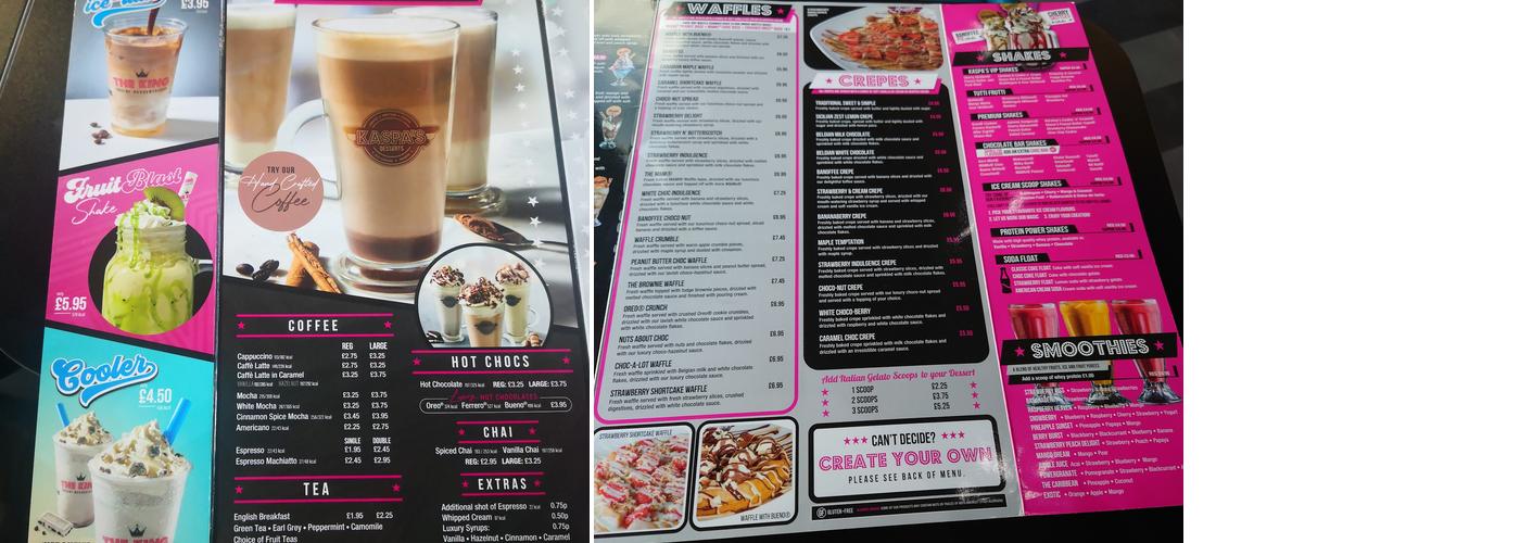 Kaspa's Bracknell Menu