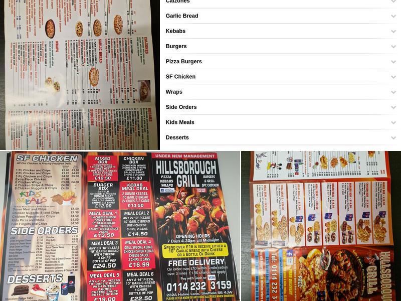 Hillsborough grill Menu