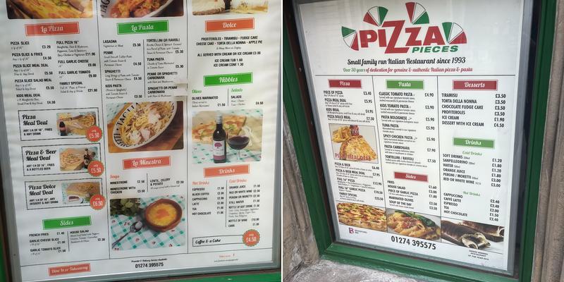 Pizza Pieces Ltd Menu