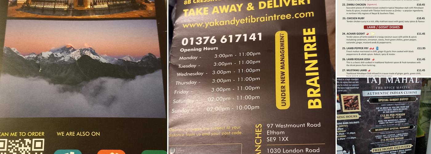 YAK & YETI GURKHA'S BRAINTREE Menu