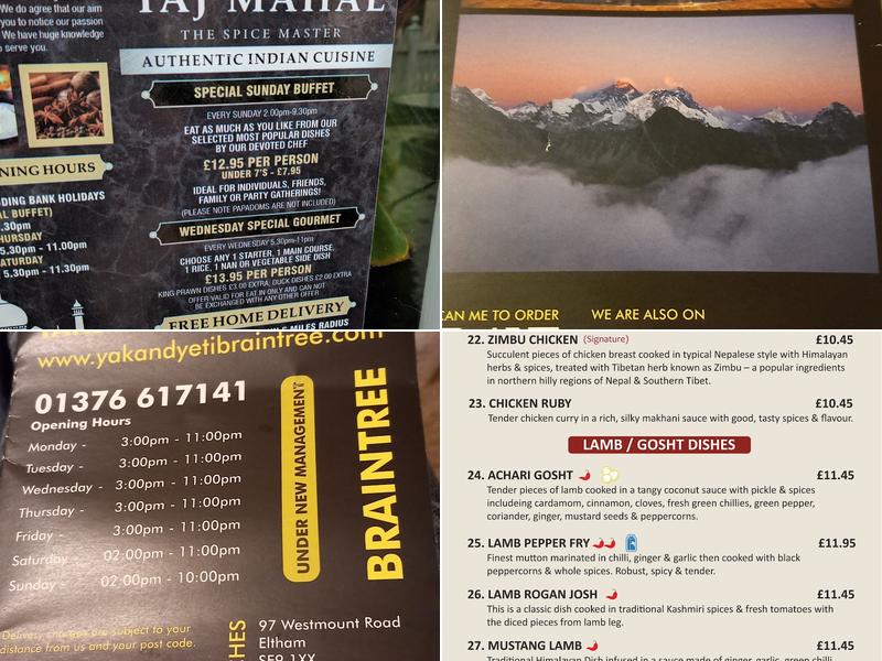 YAK & YETI GURKHA'S BRAINTREE Menu