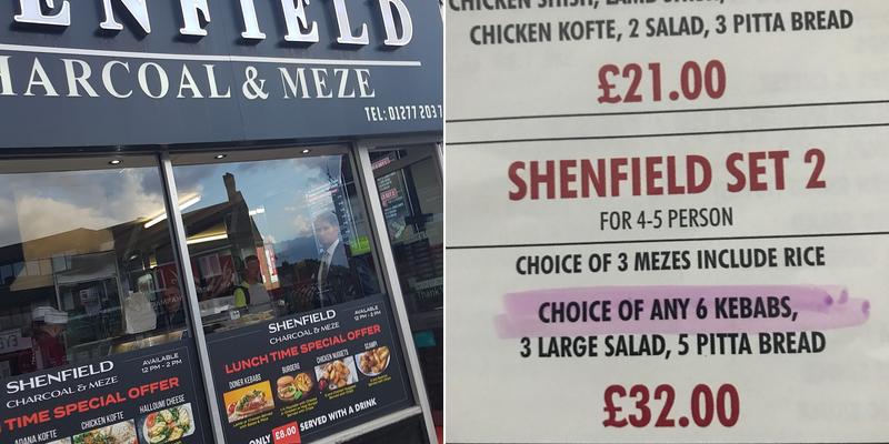 Shenfield Charcoal & Meze Menu