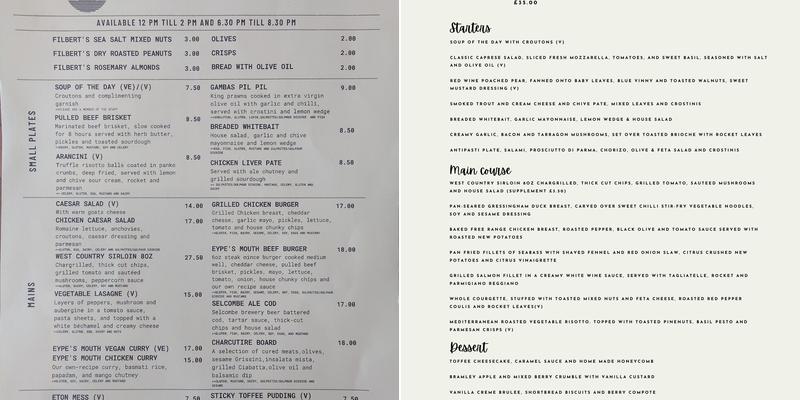 Admiral's Restaurant and Bar Menu