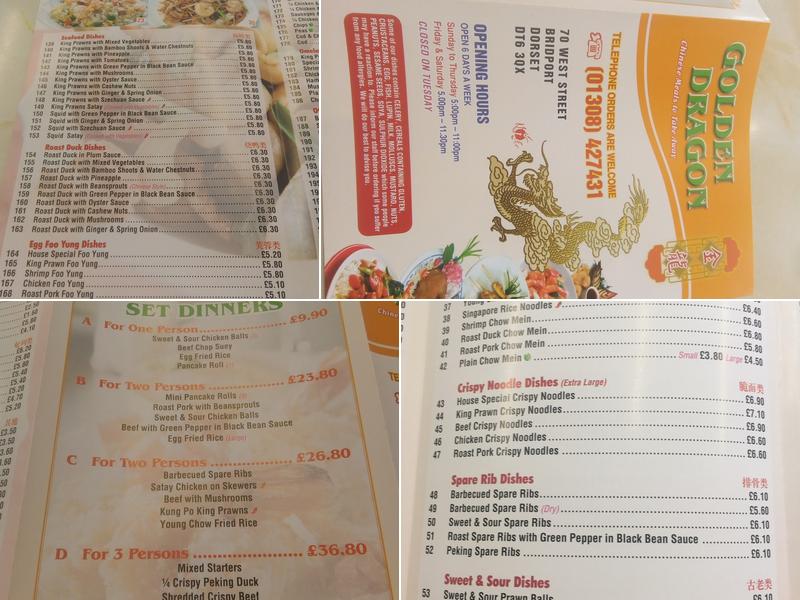 Golden Dragon Menu