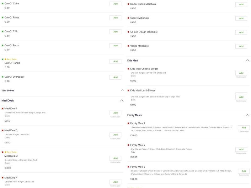 Istanbul Kebab and Pizza Menu