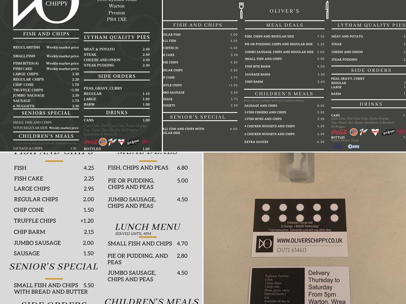 Oliver's Chippy Menu