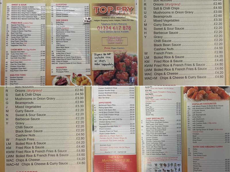 Top Fry Menu