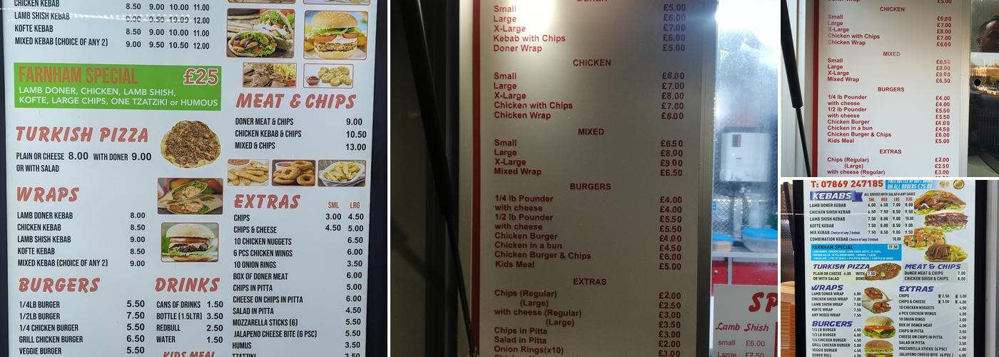 Best Farnham Kebabs Menu