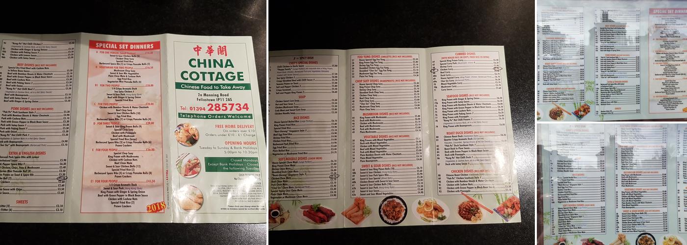 China Cottage Menu