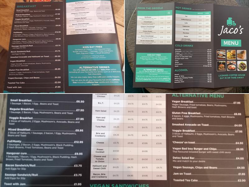 Jaco’s coffee house Menu