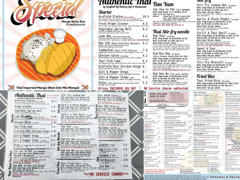Arnfield Fly Fishery Cafe & Restaurant Menu