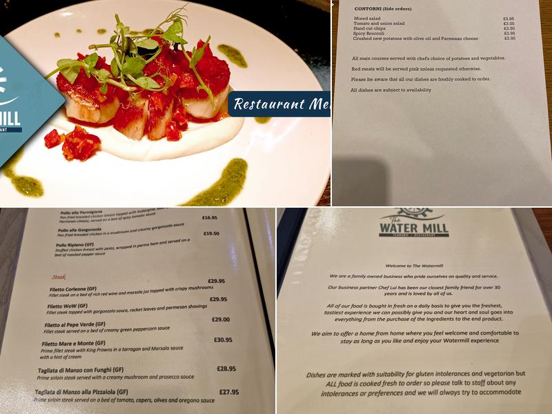 The Watermill Tearoom and Restaurant Menu