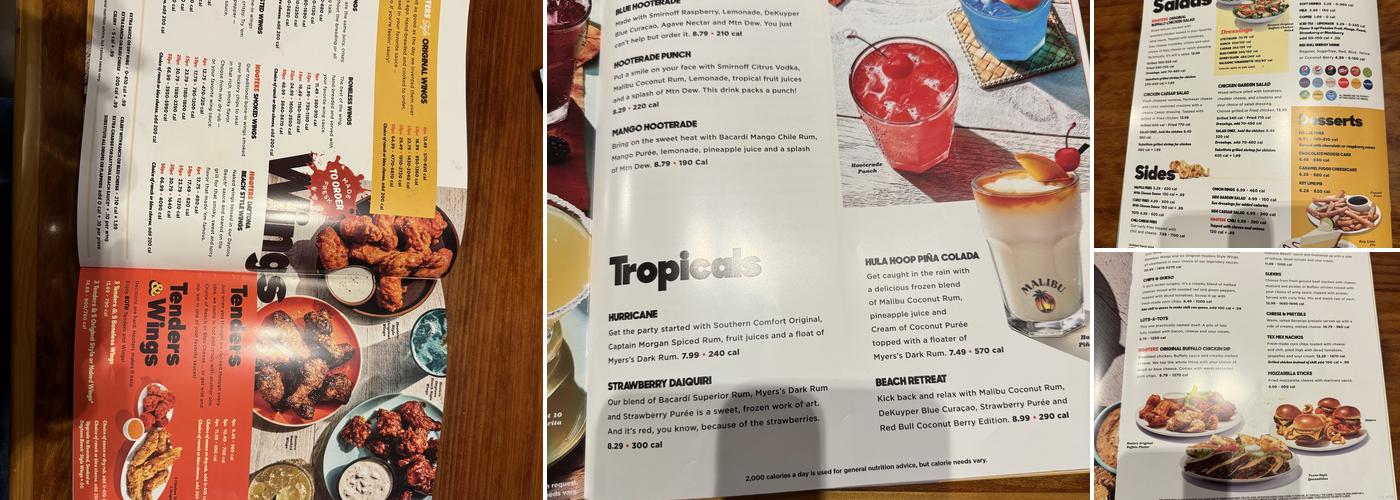 Hooters Menu