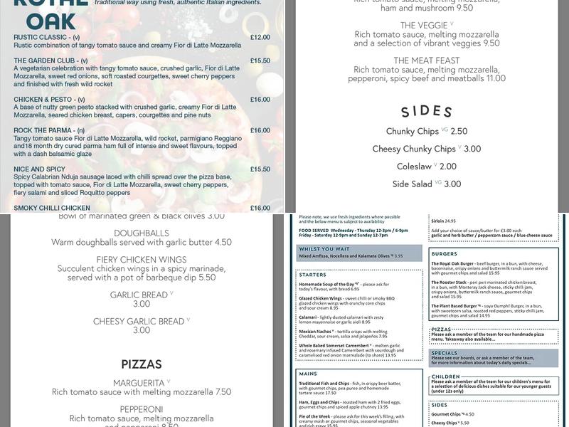 Royal Oak Menu