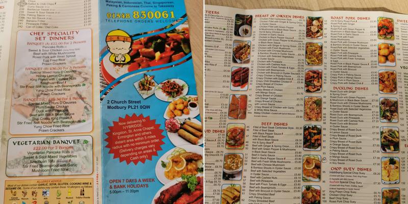 Modbury Chinese Takeaway Menu