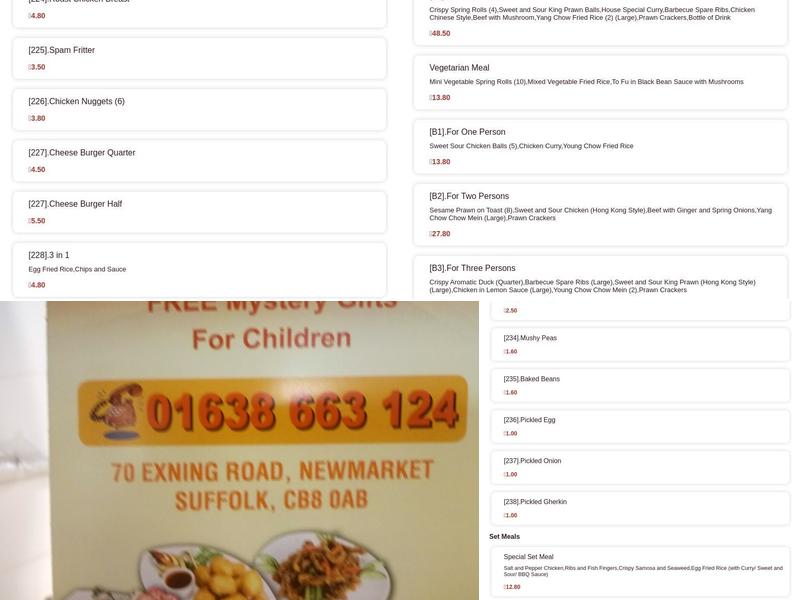 Sunlight Chinese Thai & Fish & Chips Menu