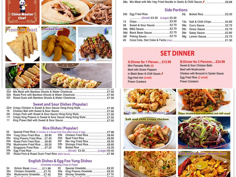 China Master Chef Menu