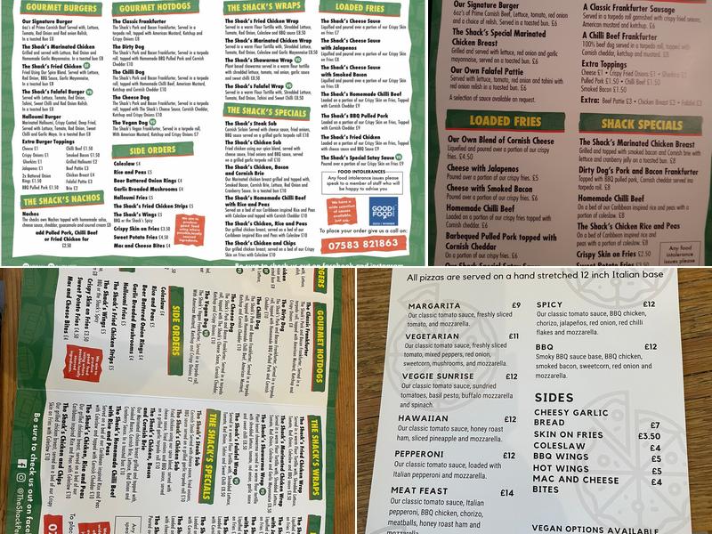 The Shack Menu