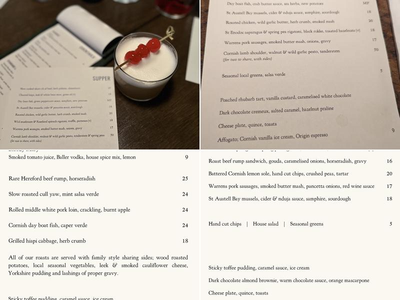 The Standard Inn, Portscatho Menu