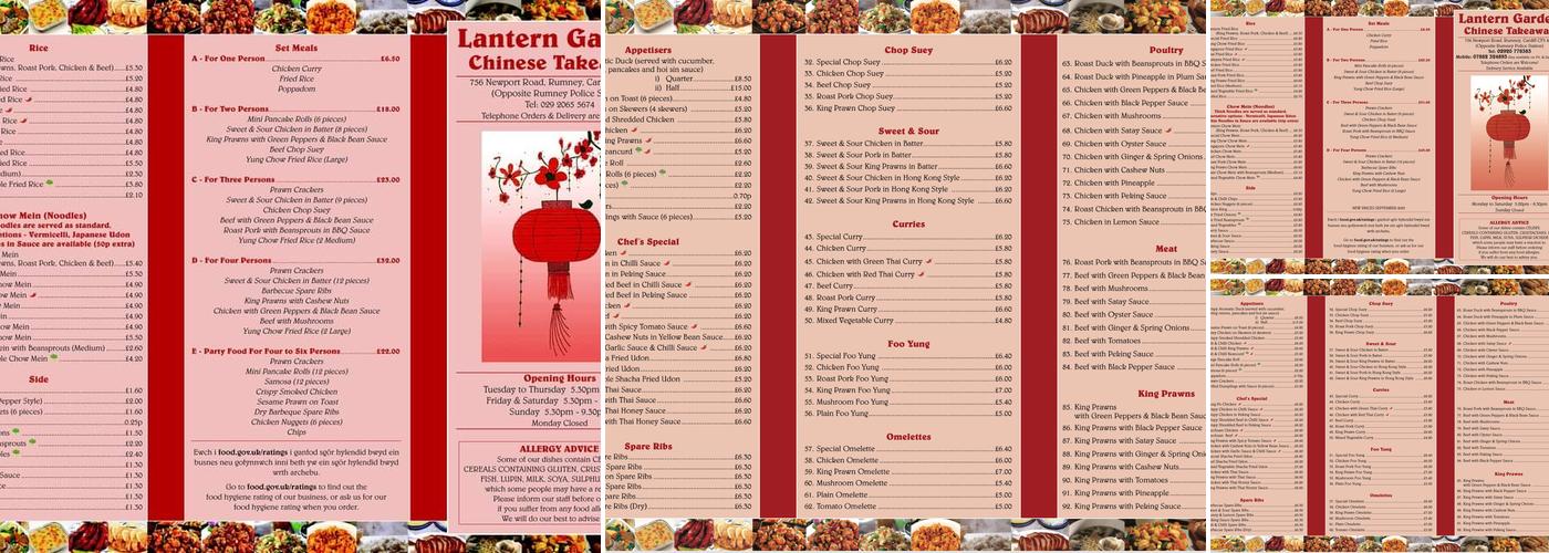 Lantern Garden Menu