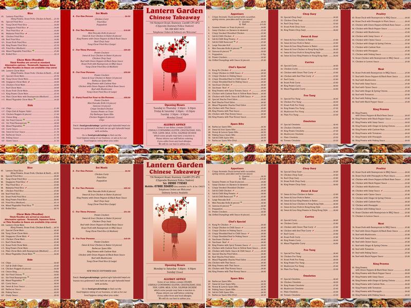 Lantern Garden Menu