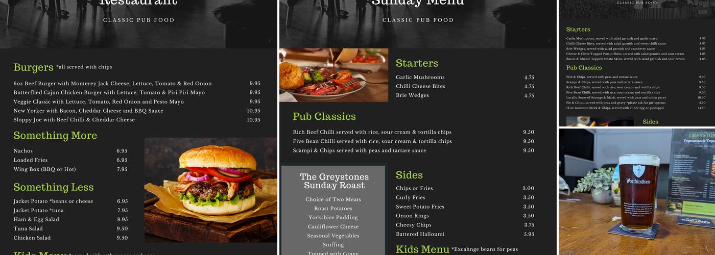 Greystones Menu