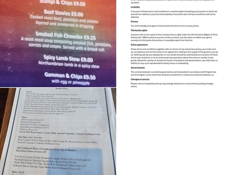 The Olde Ship Inn Menu