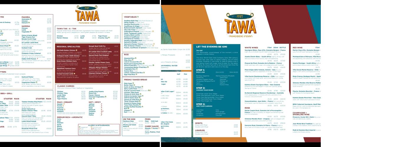 Tawa Roadside Indian Menu