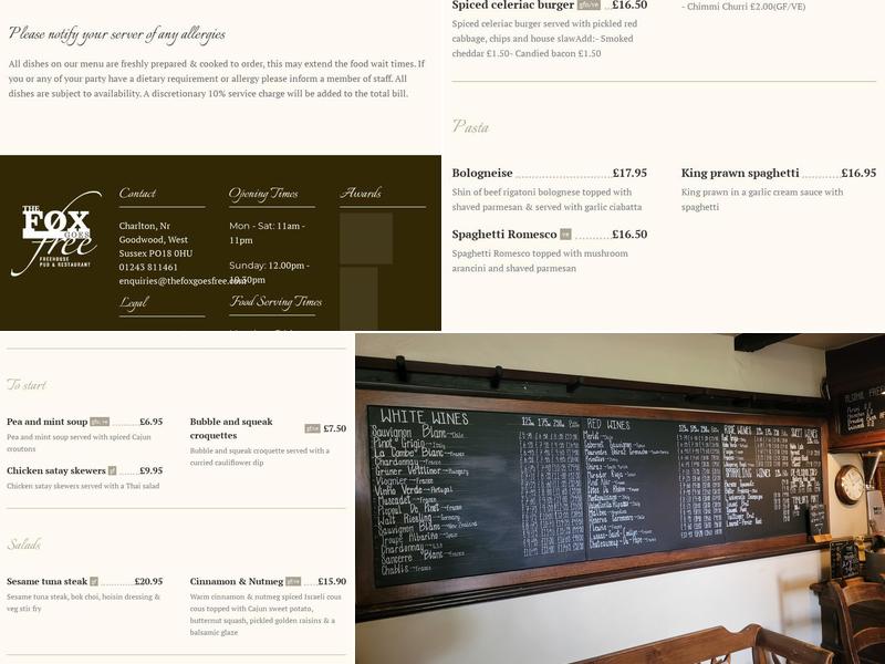 The Fox Goes Free Menu